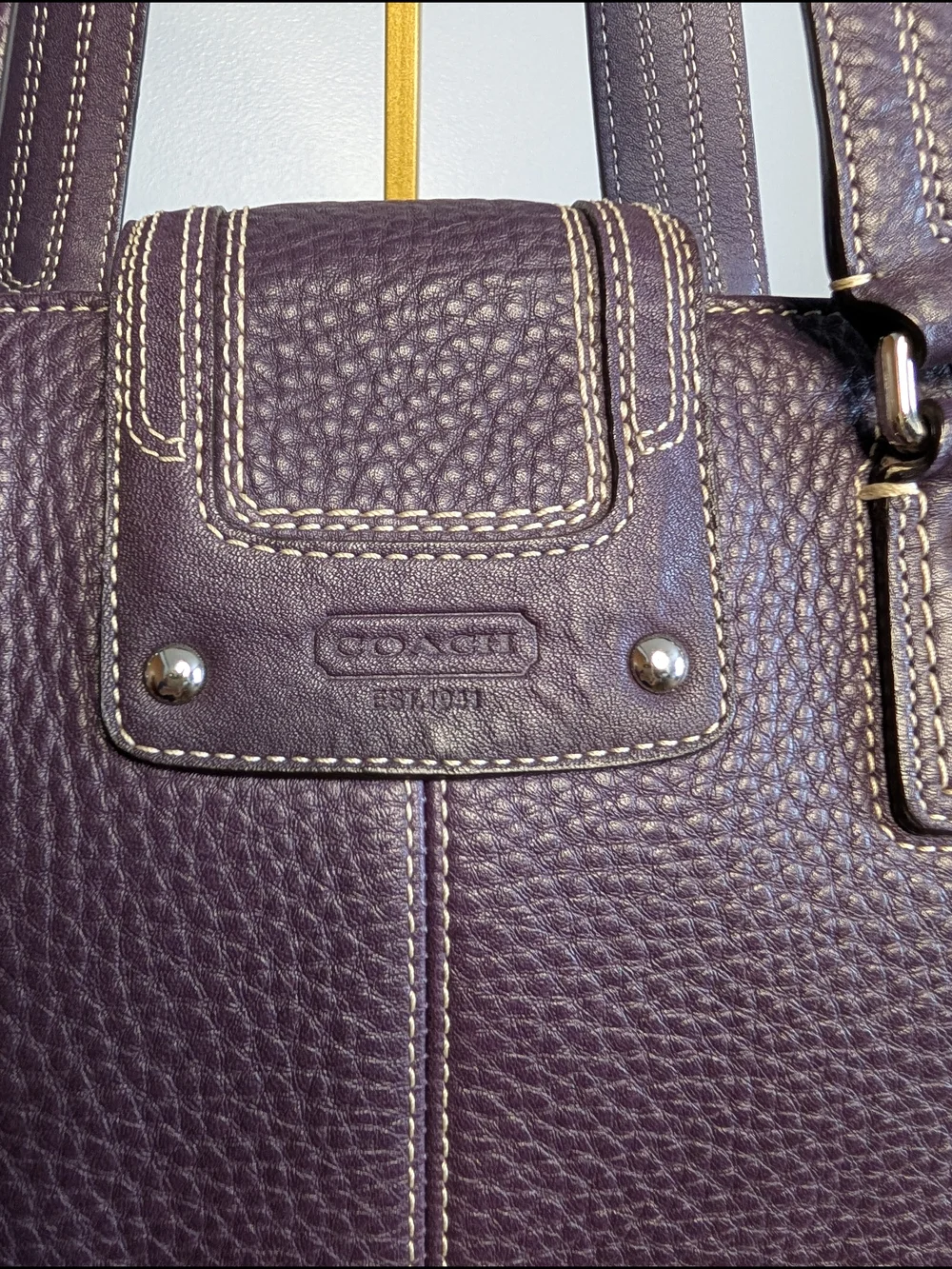 Coach Y2K Hamptons Pebbled Leather Satchel #F13961, Purple, EUC!